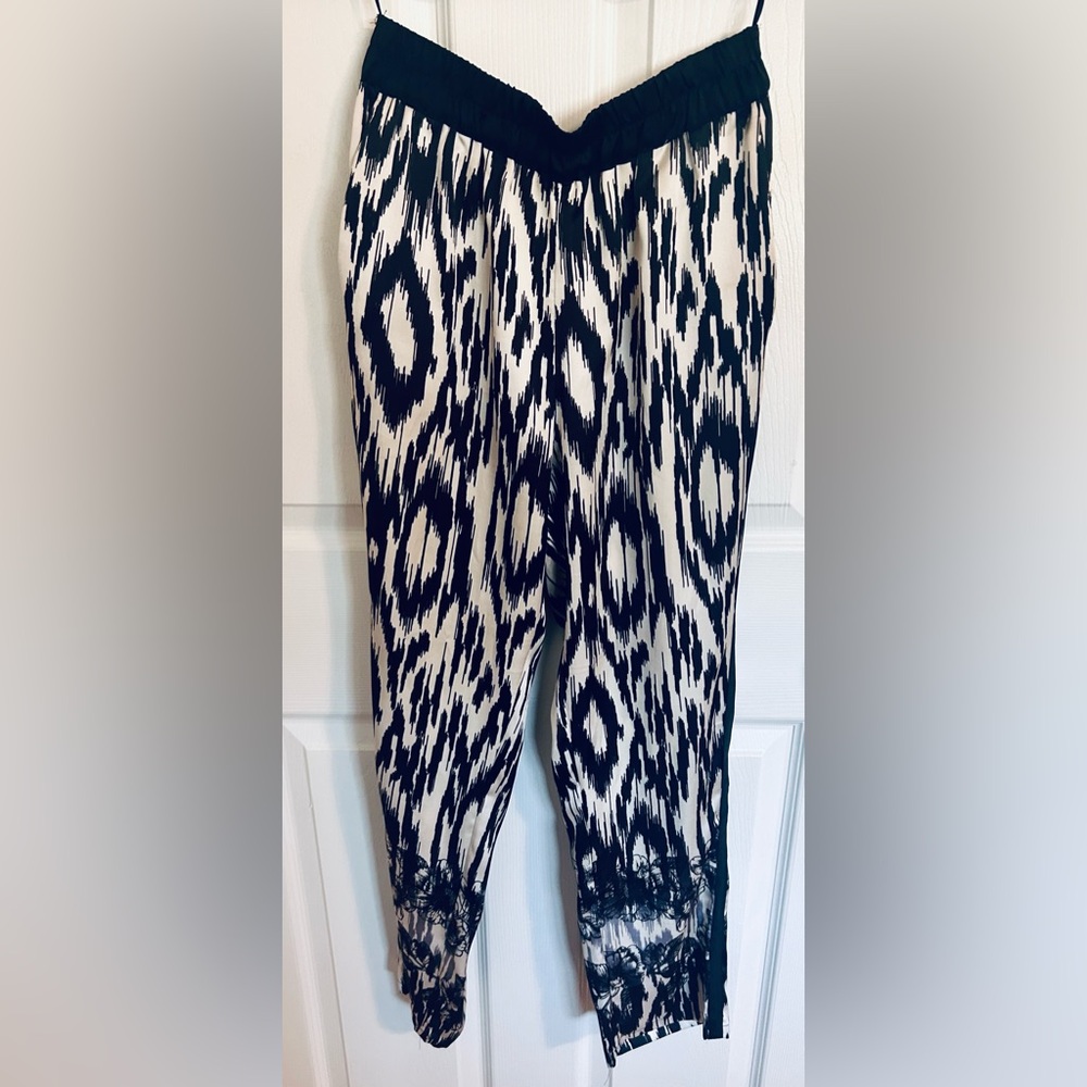 Rapsodia Black And White Patterned Silk Pants